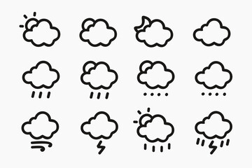 weather doodle set. weather simple line art. weather icon set