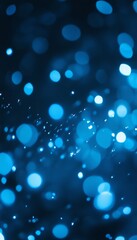 Abstract Blue Background, Defocused Lights And Bokeh Sparkle, Festive Christmas Design Template
