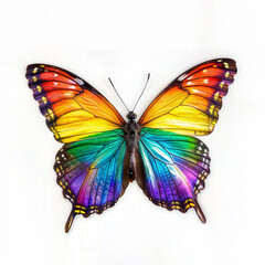 Fototapeta premium Rainbow Butterfly: A vibrant, multicolored butterfly with rainbow wings. A symbol of transformation, beauty, and diversity.