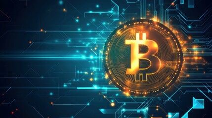 Bitcoin blockchain crypto currency digital encryption, Digital money exchange, Technology background