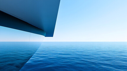 Sailing Serenity: The Harmony of a Clean Ship Edge with the Blue Sea and Bright Skies