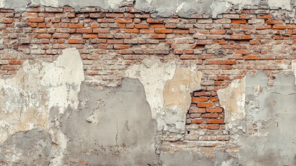 Cracked facade with visible bricks as a background