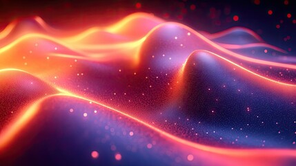 Fototapeta premium Abstract Glowing Waves: A Digital Art Landscape