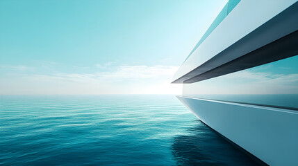Obraz premium Sailing Serenity: The Harmony of a Clean Ship Edge with the Blue Sea and Bright Skies