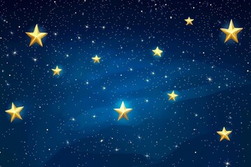 Night sky with shining golden stars.