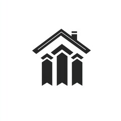 Fototapeta premium House icon with three upward arrows symbolizing growth and success in real estate.