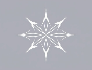 Obraz premium Elegant Snowflake Design: A delicate, intricate snowflake design crafted in white against a soft gray background, ideal for winter-themed projects, holiday decorations.