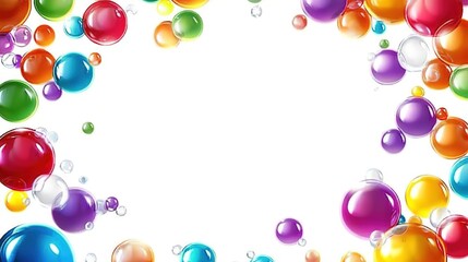 Colorful bubbles frame the border with a white background, a vector illustration on a white background.