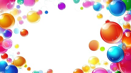 Colorful bubbles frame the border with a white background, a vector illustration on a white background.