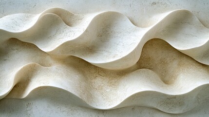 Abstract wave art adds texture to a surface. Wave pattern in 3D design forms a unique relief. Modern, elegant sculpture adds depth to any background. Ideal for artistic, visual decor in interiors.