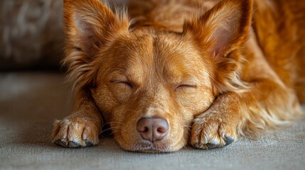 sleeping dog with closed eyes