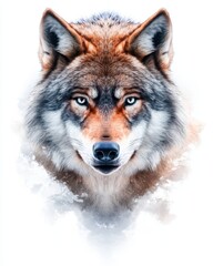 Fototapeta premium Majestic Wolf Portrait with Intense Eyes and Beautiful Fur Texture