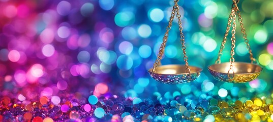 Scales of Justice on Vibrant Bokeh Background, Law, Legal Services, Attorney, Justice Concept