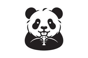 simple black an white a panda mooching vector silhouette isolated on a white background