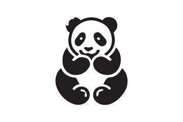 simple black an white a panda mooching vector silhouette isolated on a white background