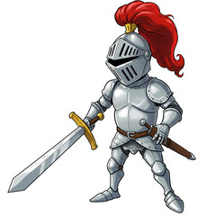 Naklejka premium Cartoon Knight Medieval Warrior Fantasy Character Game Asset