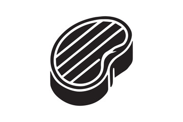 simple black an white meat steak vector silhouette isolated on a white background