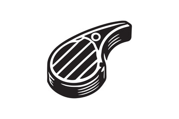 simple black an white meat steak vector silhouette isolated on a white background