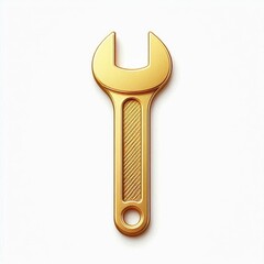 golden wrench on white background