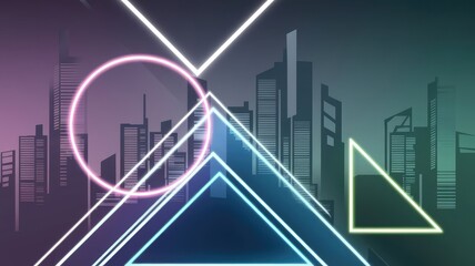Obraz premium Abstract Geometric Shapes with Neon Glow