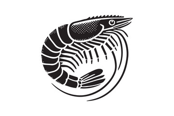 simple black an white shrimp vector silhouette isolated on a white background