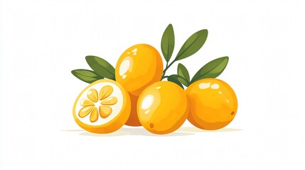 Fresh Kumquat Fruit Vector Isolated Illustration for Designs and Projects