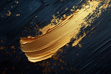 Golden brushstroke on a black canvas showcases artistic creativity and contrast