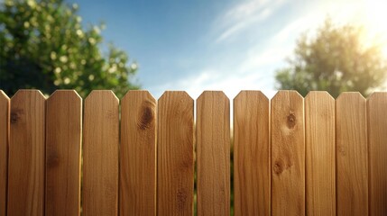 Fototapeta premium Wooden Fence with Natural Background. Generative AI