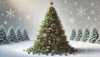 Fototapeta premium christmas tree on snow