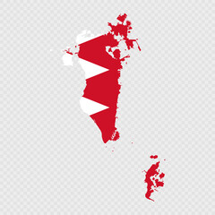 Obraz premium Bahrain map silhouette with flag on white background