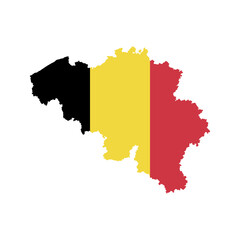 Obraz premium Belgium map silhouette with flag on white background