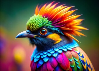 Colorful Bird Head and Body Feathers - AI Art - Detailed Birds