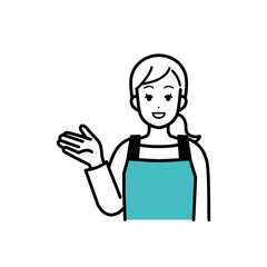 説明する主婦のイラスト。