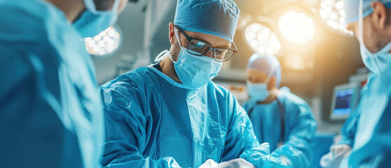 Surgeon performing surgical procedure in operating room medical in hospital