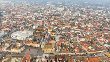 Aerial shot of the cityscape of Novi Sad in Serbia