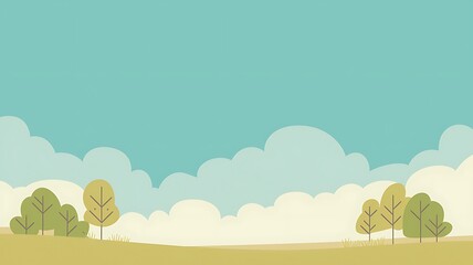 Obraz premium Simple Landscape Illustration Featuring Trees and Sky