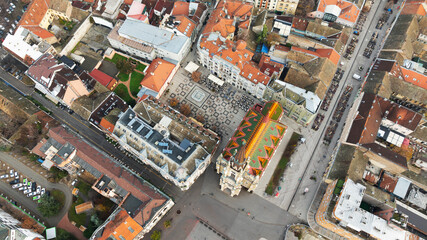 Aerial shot of the cityscape of Novi Sad in Serbia