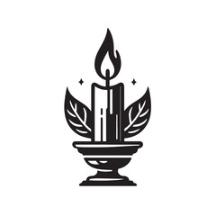 burning candle on a white background