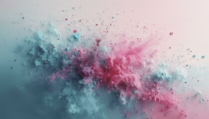 Obraz premium Abstract Pink and Turquoise Design with Scattered Particles on Textured Background