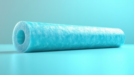 Obraz premium Abstract Cyan Tube: Minimalist 3D Render of a Textured Cylindrical Form