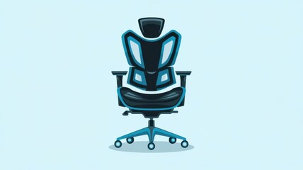 Stylish Ergonomic Office Chair with Blue Accents on a Soft Blue Background