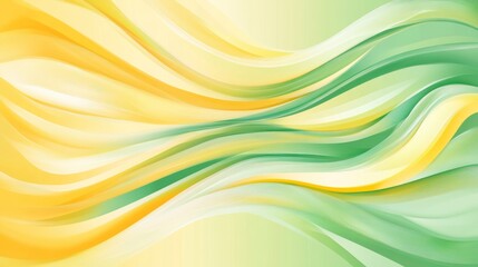 Obraz premium A smooth, abstract design featuring flowing waves in shades of yellow and green, evoking a sense of calm and harmony.