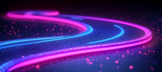 Obraz premium Neon Glow Transportation and Logistics Background Pathways Illustrated, Dynamic Defocused Sparkles