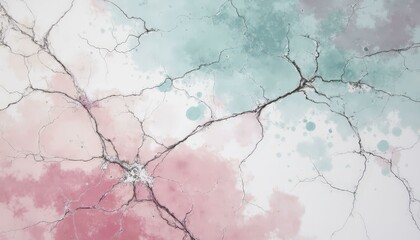 Obraz premium Marbled Abstract Design with Soft Pink, Teal, and White Veins and Cracks