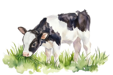PNG  Baby cow illustration watercolor livestock.