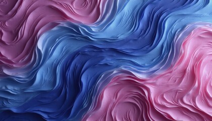 Obraz premium Abstract Wavy Patterns in Deep Blue and Pink with 3D Texture and Fluid Motion