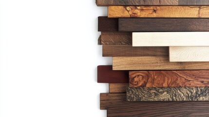 Natural Wood Textures on White Background