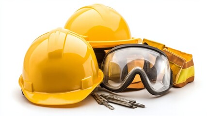 Safety Gear Arrangement on Bright Background