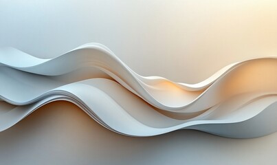 Obraz premium Abstract flowing white and orange waves on light background.