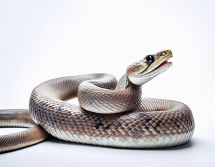 Obraz premium happy snake in the white background; amazing emotional pet; studio sho